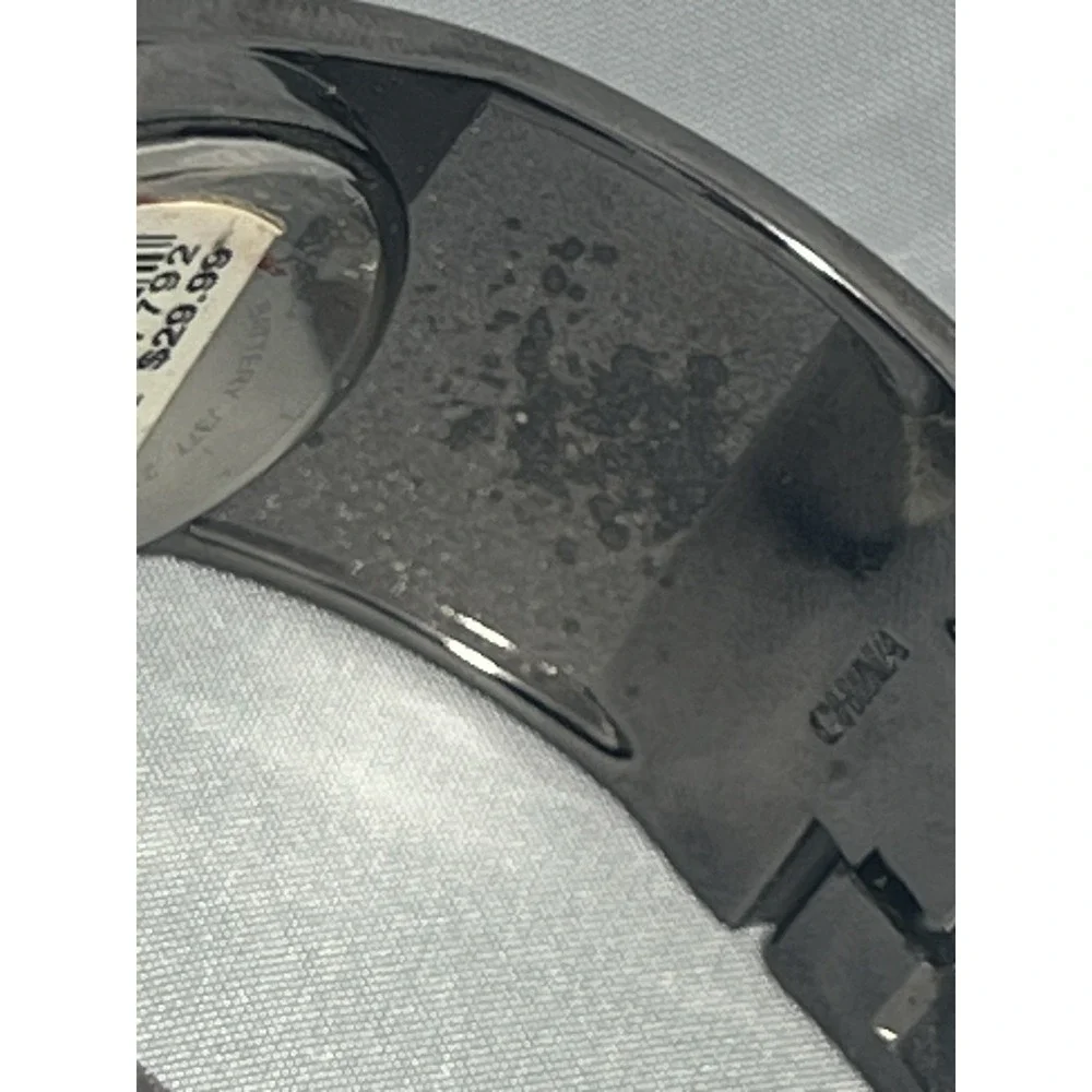 Geneva Women's Gunmetal Bangle Cuff Watch‎ Oval Rhinestone Bezel Quartz Untested